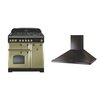 Rangemaster CDL90DFFOG/B - Olive Green/Brass 90cm Range Cooker - Dual Fuel - A Rated