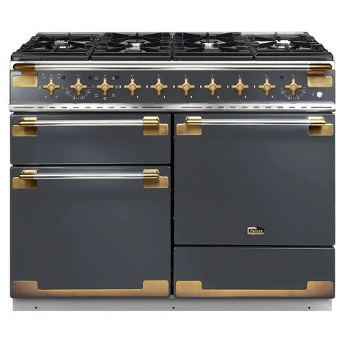 Rangemaster ELS110DFSL/AB - Slate/Brass Dual Fuel Range Cooker - 110cm - A/A Energy