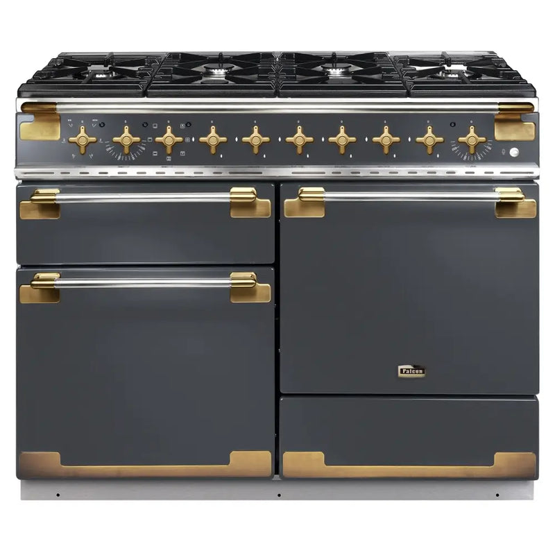 Rangemaster ELS110DFSL/AB - Slate/Brass Dual Fuel Range Cooker - 110cm - A/A Energy