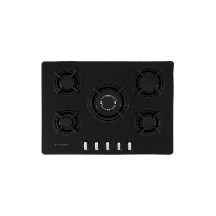 Rangemaster RMB70HPNGFGL - Black Glass Gas Hob - 70cm - 5 Burners