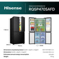 Hisense RQ5P470SAFD - Black/Stainless Steel American Fridge Freezer - 483L - D Energy