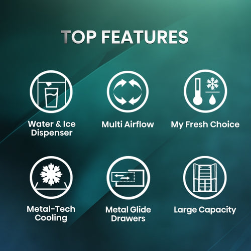 Hisense RQ760N4SBFE - Black American Fridge Freezer - 584L - E Rated