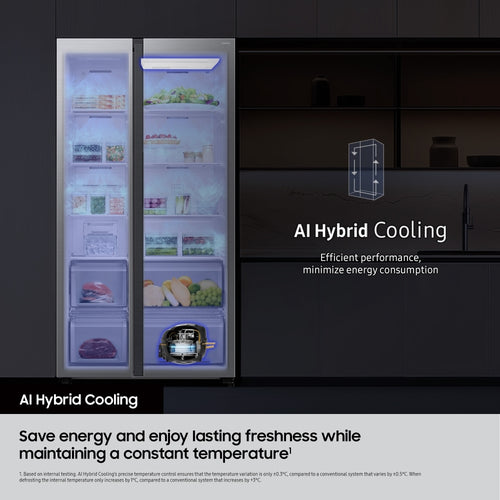 Samsung RS70F68QBFEU - Black American Fridge Freezer - 652L - B Energy