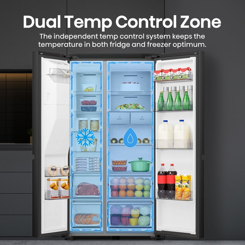 Hisense RS818N4IFE - Black American Fridge Freezer - 632L Total Capacity - E Rated