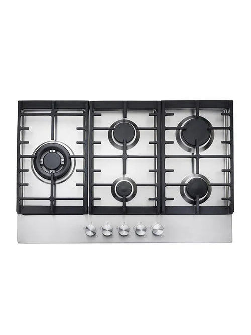 Teknix SCGH751X - Stainless Steel 75cm Gas Hob - 5 Gas Burners - 3.8kW Wok Burner