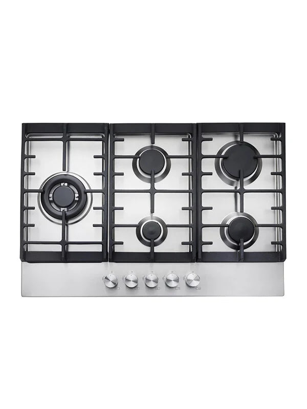 Teknix SCGH751X - Stainless Steel 75cm Gas Hob - 5 Gas Burners - 3.8kW Wok Burner