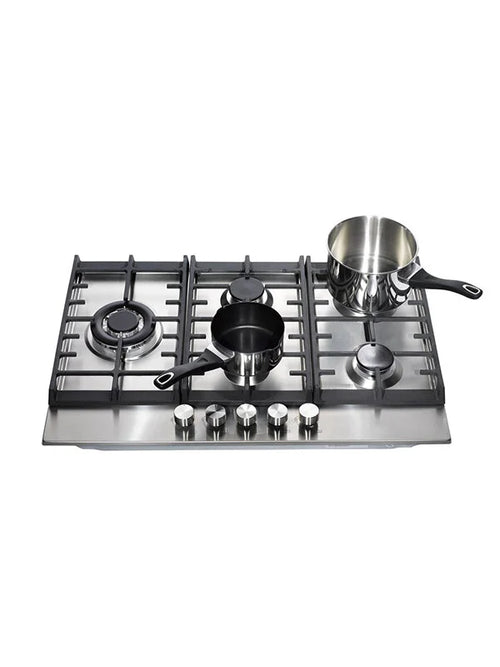 Teknix SCGH751X - Stainless Steel 75cm Gas Hob - 5 Gas Burners - 3.8kW Wok Burner