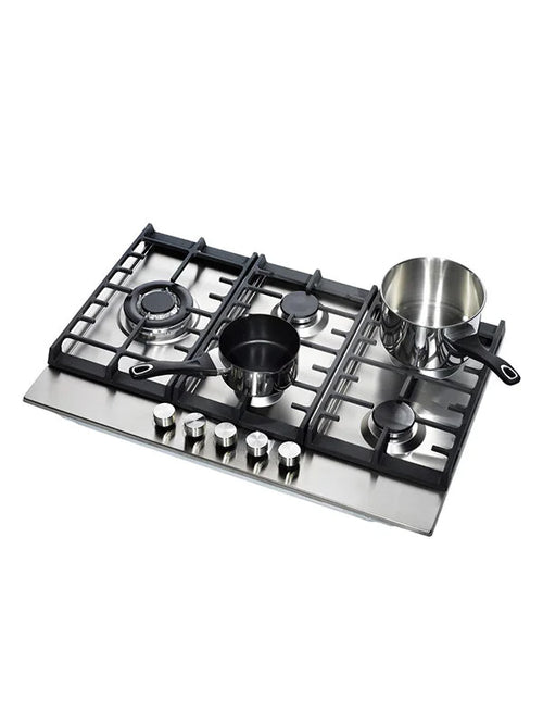 Teknix SCGH751X - Stainless Steel 75cm Gas Hob - 5 Gas Burners - 3.8kW Wok Burner