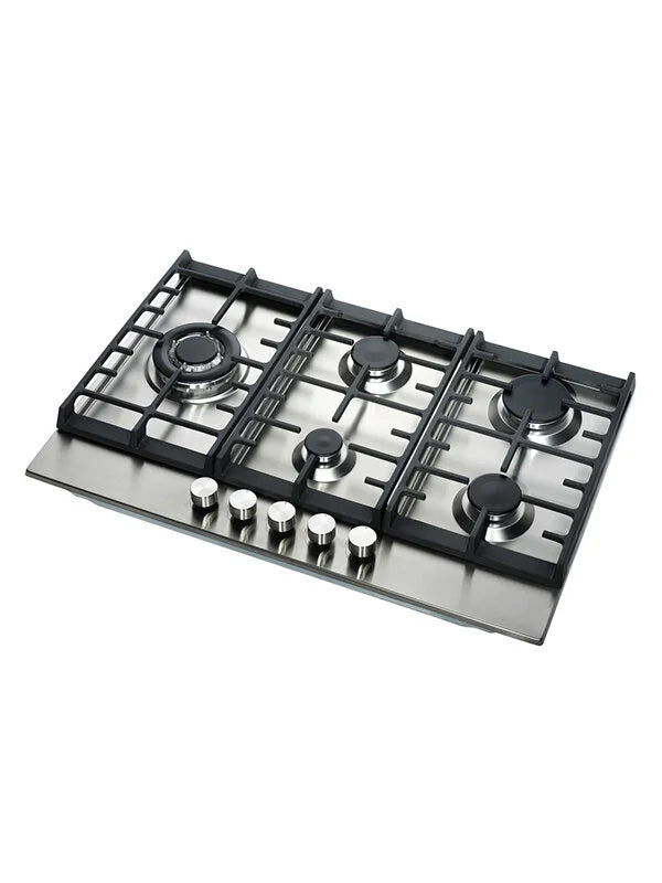 Teknix SCGH751X - Stainless Steel 75cm Gas Hob - 5 Gas Burners - 3.8kW Wok Burner