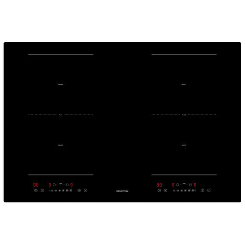Teknix SCIH77SL - Black 77cm Induction Hob - 4 Zones with Flex Areas