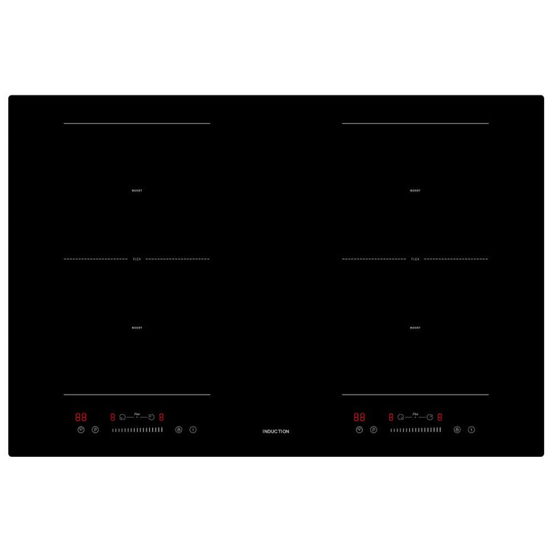Teknix SCIH77SL - Black 77cm Induction Hob - 4 Zones with Flex Areas