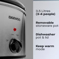 Daewoo SDA1364GE - Stainless Steel Cooker - 3.5L Capacity
