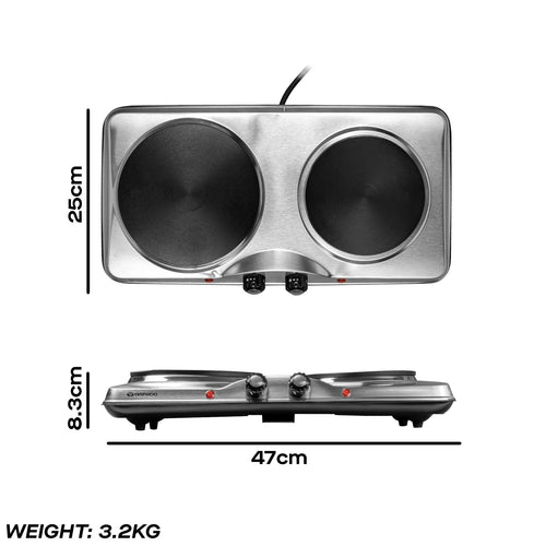 Daewoo SDA1732GE - Black Hobs - 2x Hot Plates - Stainless Steel