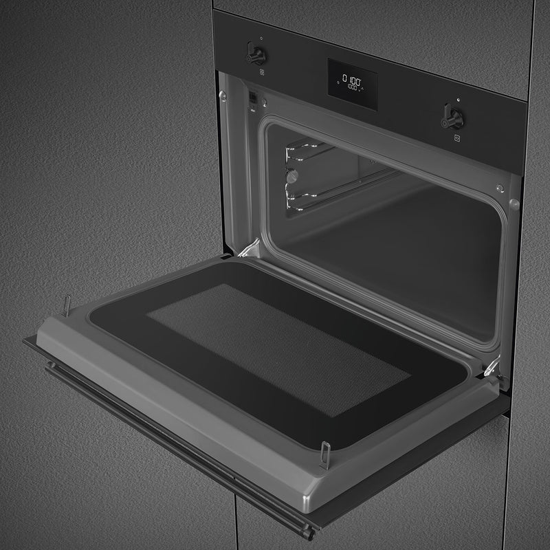 Smeg SO4301M1N - Black 40L Combination Microwave Oven - Ever Clean Enamel - A Energy