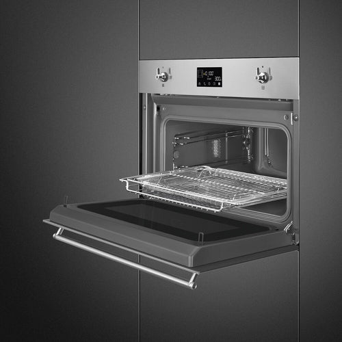 Smeg SO4302M1X - Stainless Steel Single Oven with Microwave - 40L Capacity