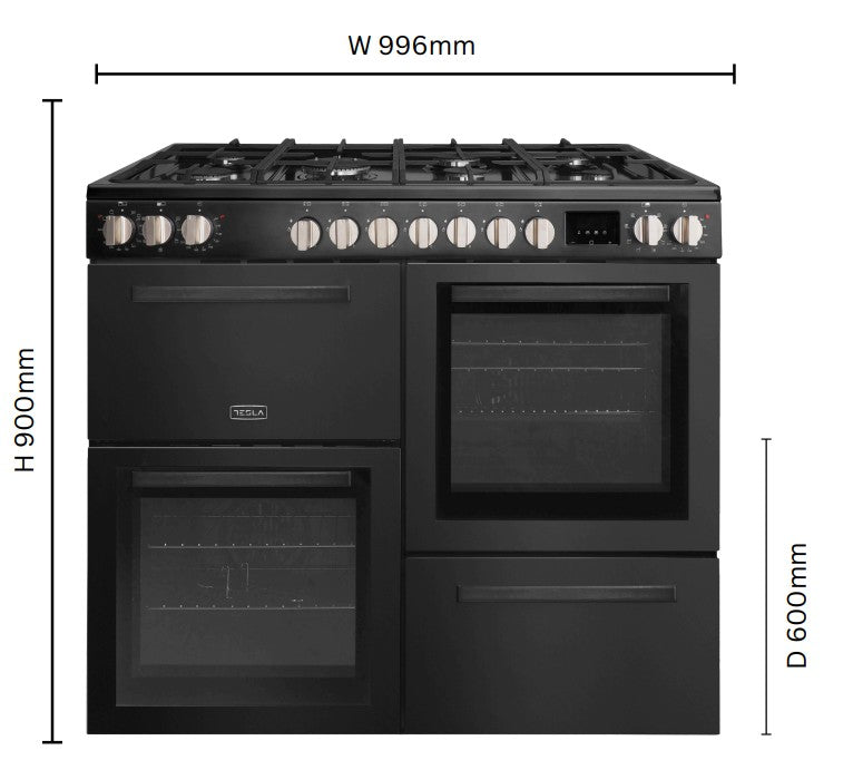 Tesla T100MCDFRCB - 100cm Multi Cavity Dual Fuel Range Cooker