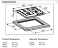 Baumatic BHG610.5SS - Stainless Steel 60cm Gas Hob - 4 Burners