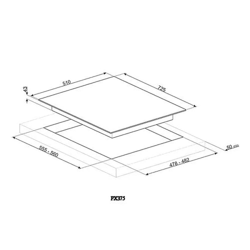 Smeg PX375MB - Black Gas Hob - 5 Zones - LPG convertible