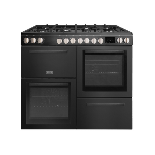 Tesla T100MCDFRCB - 100cm Multi Cavity Dual Fuel Range Cooker