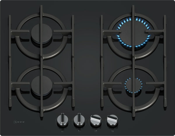 Neff T26PIP4S0 - Black Gas Hob - 4 Burners - FlameSelect