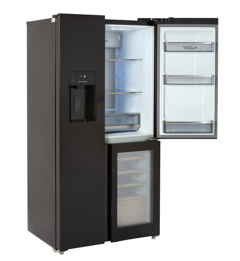 Tesla T530TDBG - Black American Fridge Freezer - 529L - E Energy Rating