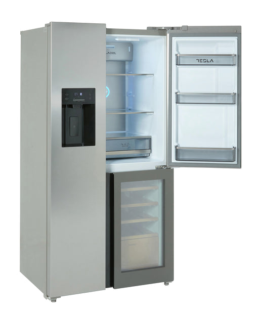 Tesla T530TDXG - Stainless Steel American Fridge Freezer - 529L - E Energy Rating