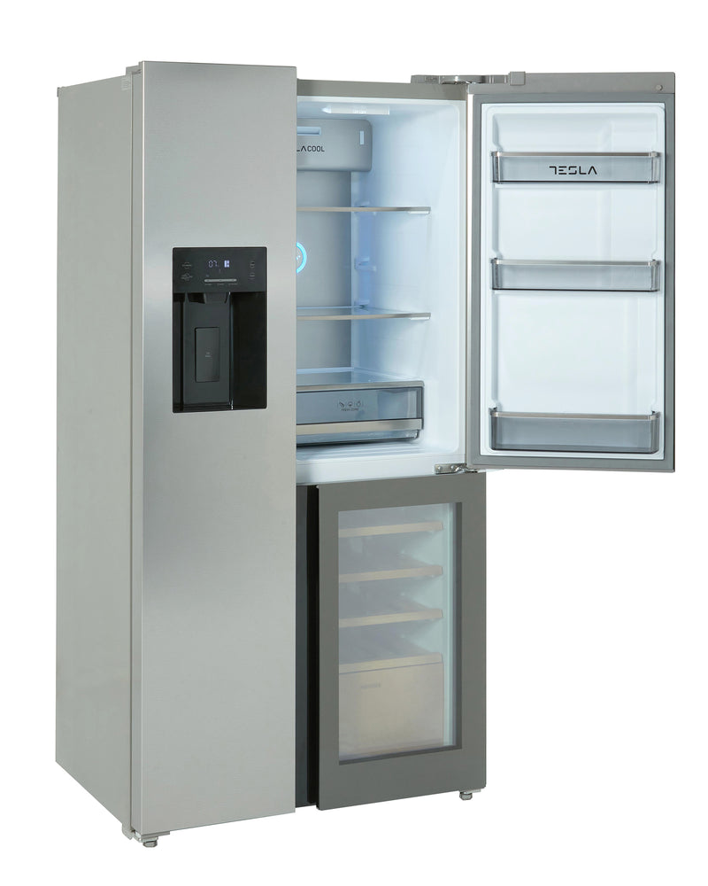 Tesla T530TDXG - Stainless Steel American Fridge Freezer - 529L - E Energy Rating