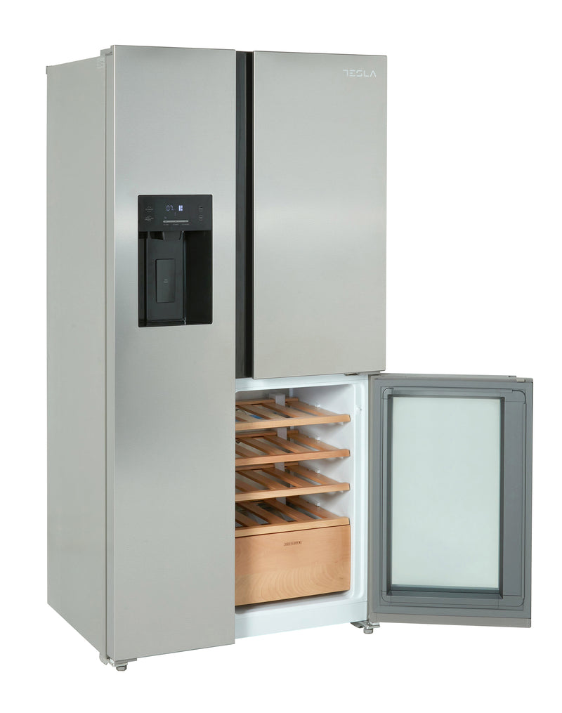 Tesla T530TDXG - Stainless Steel American Fridge Freezer - 529L - E Energy Rating