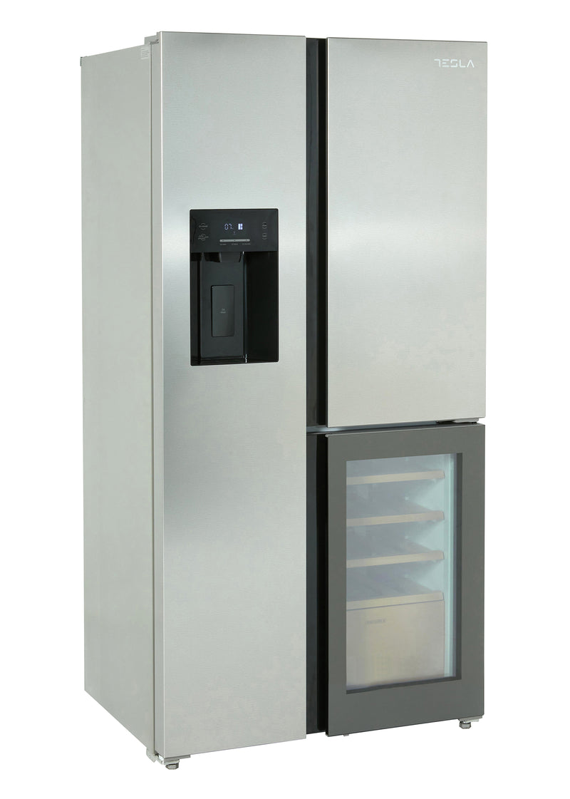 Tesla T530TDXG - Stainless Steel American Fridge Freezer - 529L - E Energy Rating