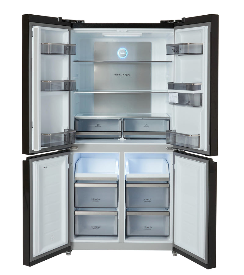 Tesla T560FDB - Black American Fridge Freezer - 560L - E Energy Rating