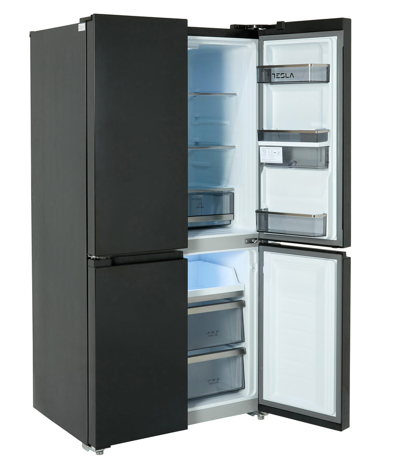 Tesla T560FDB - Black American Fridge Freezer - 560L - E Energy Rating