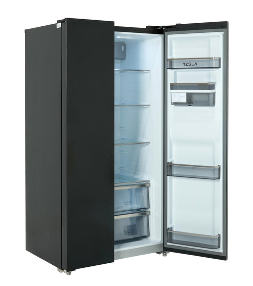 Tesla T582SBSB - Black American Fridge Freezer - 582L - E Energy Rating