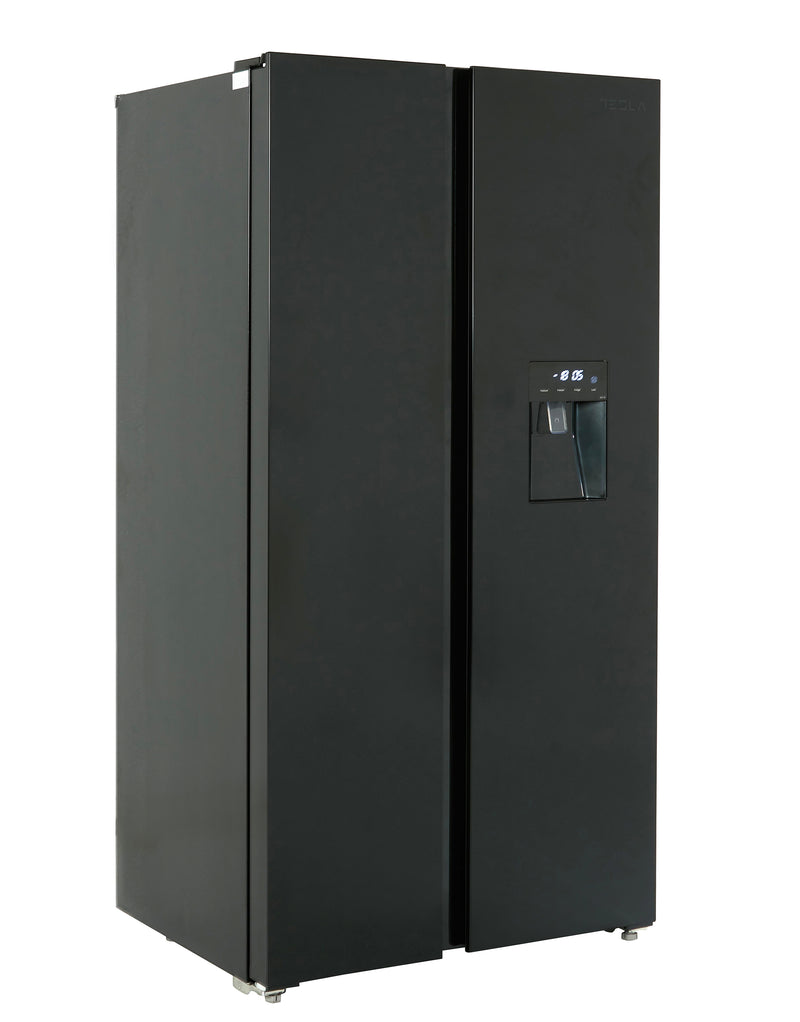 Tesla T582SBSB - Black American Fridge Freezer - 582L - E Energy Rating