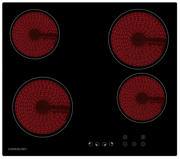 Cookology TCH601 - Black 4 Zone Ceramic Hob - 60cm Built-In - Hard Wired