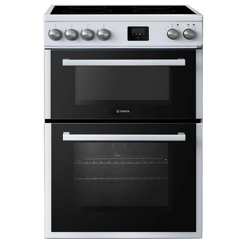 Teknix TKED64W Brand - White Ceramic Cooker - Double Oven, 60cm - A energy - Display