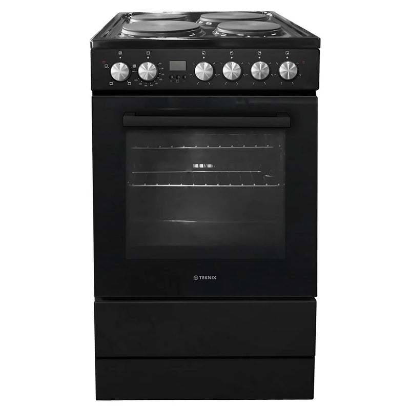 Teknix TKES54B - Black Solid Plate Cooker - 50cm Single Cavity - A Energy