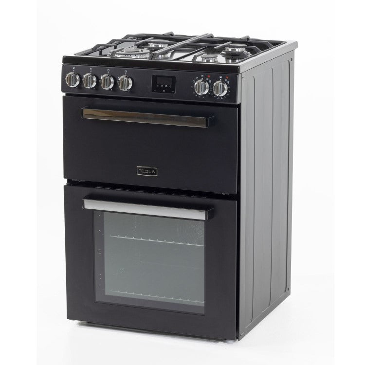 Tesla TMRDF60B - Black/Stainless Steel Dual Fuel Range Cooker - 68L - A+ Energy
