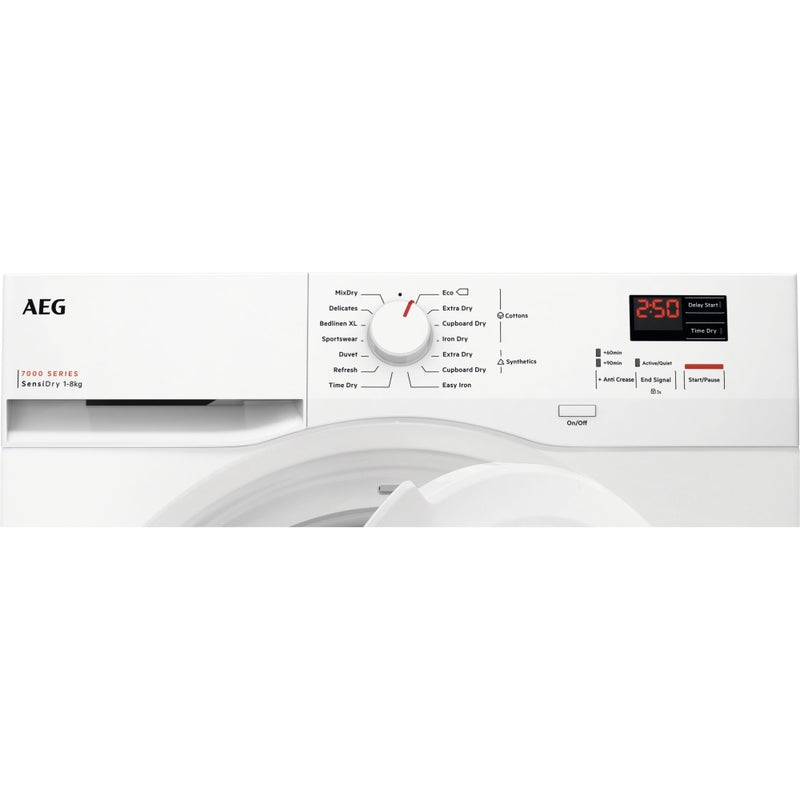 AEG TR708L0B - 7000 Series White 8KG Heat Pump Condenser Dryer - A++ energy