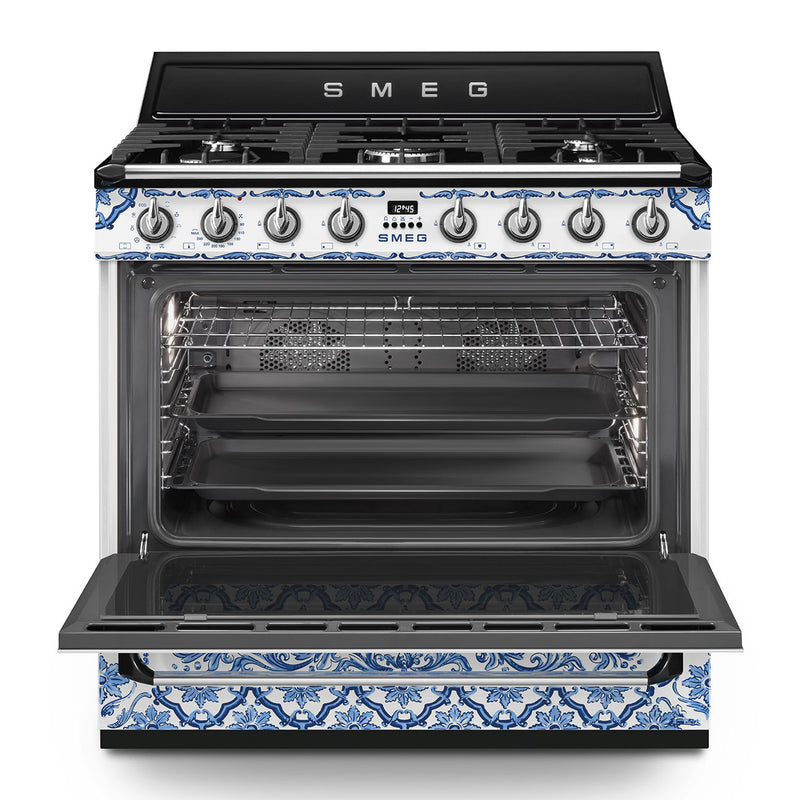 SMEG TR90DGME9 - Blue Decorated Range Cooker - 5 Cooking Zones - A energy