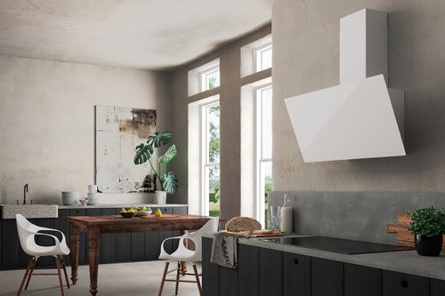 Tweet EG8 LED WH A80 - White Glass Wall Mounted Extractor - 80cm - C Energy Rating