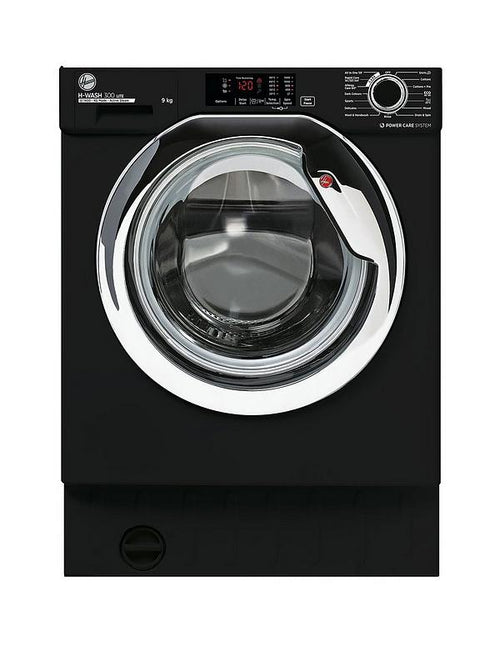 Hoover H-WASH HBWS 49D3ACBE/80 - Black with Chrome Door 9KG Washing Machine - 1400 RPM - C energy