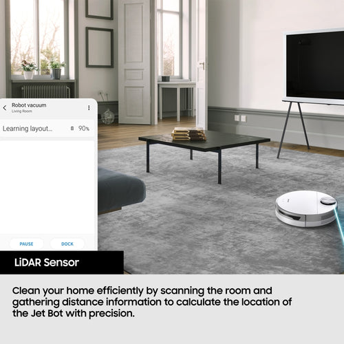 Samsung VR30T85513W - White Robot Vacuum Cleaner - LiDAR Navigation - WiFi Connected