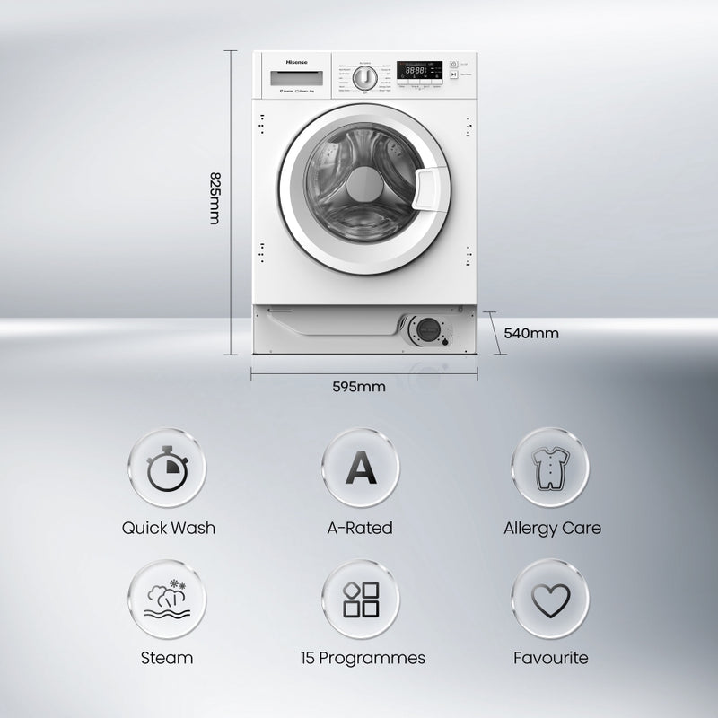 Hisense WF3M841BWI - White 8KG Integrated Washing Machine - 1300 RPM - A energy