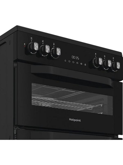 Hotpoint HDD6GDC2B1 - Black Dual Fuel Double Cooker - 60cm - A Energy