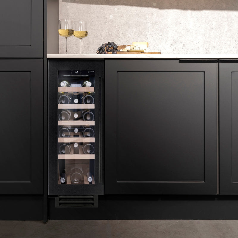 Caple Wi3125BS - Black Steel Wine Cooler - 19 Bottle Capacity - F Energy Rating