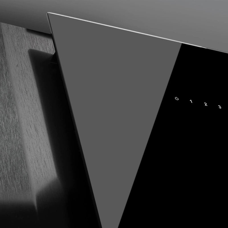 Caple PLASZEL900 90cm Wall Chimney Plasma Cooker Hood – Black Glass