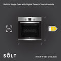 Solt SBISO61DX - Stainless Steel Single Oven - 68L Capacity - A Energy Rating