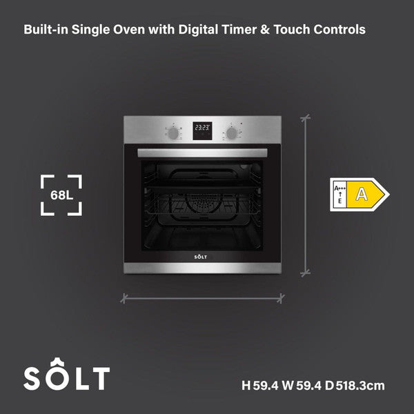 Solt SBISO61DX - Stainless Steel Single Oven - 68L Capacity - A Energy Rating