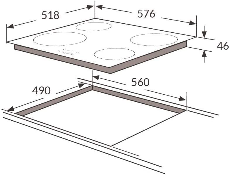 Amica ACH6440FR - Black 4 Zone Ceramic Hob