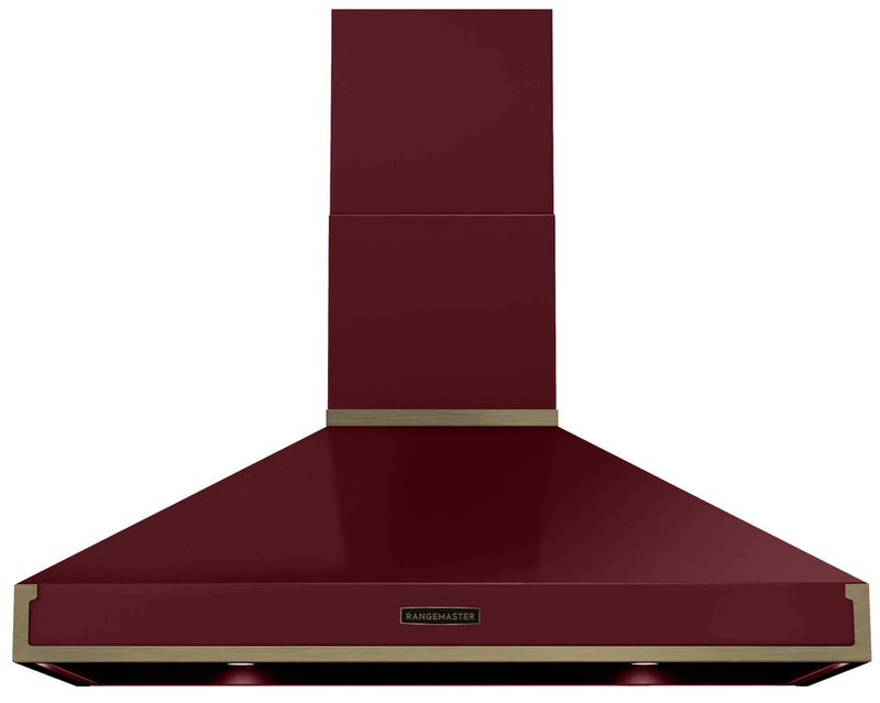 Rangemaster RPREHD110PBOR/AB1 110cm Prestige Cooker Hood - Bordeaux with Antique Brass Trim